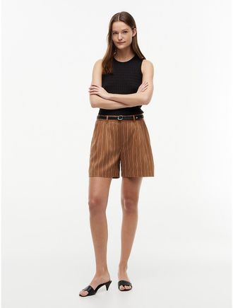 Tommy Hilfiger Womens Lightweight Pleated 5 Short - Brown - XXL