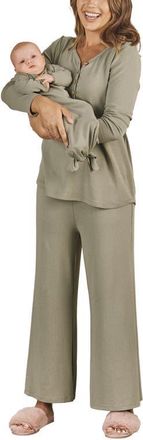 Angel Maternity Isabelle Nursing/Maternity Pajamas & Baby Gown Set in Green at Nordstrom, Size Xx-Large