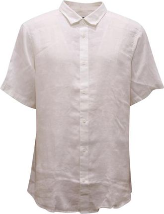 Armani Camicia Exchange Regular Linnen Shirt - Heren - Korte mouwen Overhemden - Wit - 2XL - Linnen - Overhemden