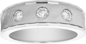 Vir Jewels 1/2 cttw SI2-I1 3 Stone Certified Machine Diamond Wedding Band 14K Gold