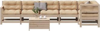 vidaXL Juego De Muebles De Jard&iacute;n 7 Pzas Y Cojines Madera Maciza Pino Vidaxl