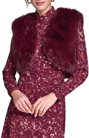 BCBGeneration Faux Fur Sleeveless Shrug in Crimson at Nordstrom, Size X-Small