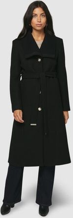 Wallis Knitted Collar Button Through Wrap Coat in Black at Nordstrom, Size 12