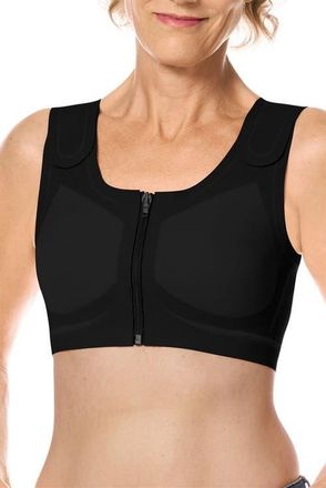 Amoena Lymph Flow Wire-Free Front Closure Bra in Black at Nordstrom, Size Xx-Large