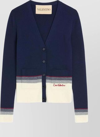 Valentino Garavani valentino house v-neck cardigan with patch pockets