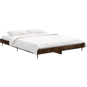 vidaXL Estructura De Cama Sin Colch&oacute;n Madera Roble Ahumado 140x190 Cm Vidaxl
