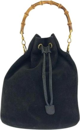Gucci Pre-owned Bucket Bags, female, Black, Size: ONE SIZE Pre-owned Suede Bucket Bag