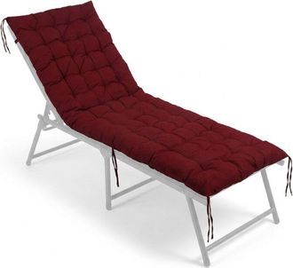Relaxdays Relaxdays bench cushion, 190x70 cm, padded, quilted, with ties, outdoor, for garden benches & pallets, red
