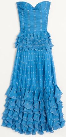 Valentino Abito Lungo In Chiffon Stampa Plusdepois Donna CERULEO/BETULLA 44