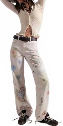 Free People Tinsley Printed Jeans In Printed Ivory
