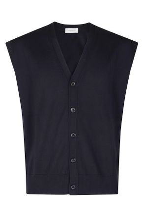 Paolo Pecora Blue Extrafine Merino Wool Knit Vest