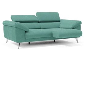 Divani.Store Donatello Divano con sedute allungabili braccioli contenitore e poggiatesta reclinabili in tessuto smacchiabile T23 213 cm verde acqua
