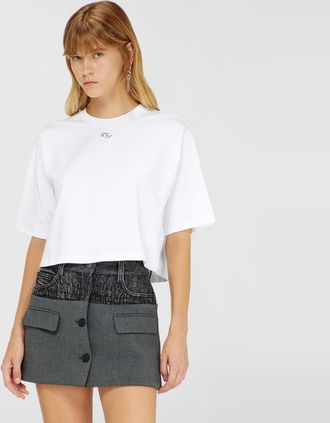 Diesel T-shirt with cut-out embroidered logo - T-Shirts - Woman - White
