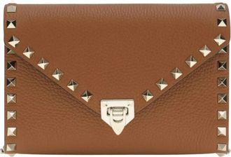 Valentino Tassen, Dames, Bruin, ONE Size, Leer, Rockstud Mini Tas van Kalfsleer