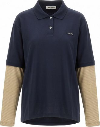 Miu Miu Polo Shirt With Jersey Sleeves