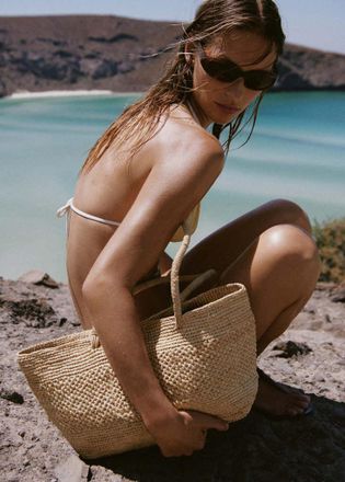 Mango Borsa tote fibra naturale beige - Donna - Taglia unica - MANGO