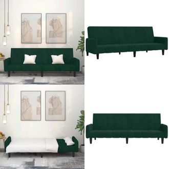 vidaXL Divano Letto a 2 Posti Verde Scuro in Velluto - Divano a 2 posti - Letto a 2 posti