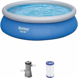 Bestway Piscina Fast Set &43 Depuradora 457x84 Cm 57313, Piscina Fast Set &43 Depuradora 457 X 84 Cm 57313f&aacute;cil Montaje: Con El Anillo De Aire Inflado, La Pis