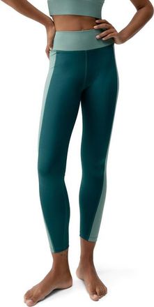 Born Living Yoga Maiko 7/8 Performance Medium Rise Sport Legging in Iceberg Green/deep Green at Nordstrom, Size X-Small Eu