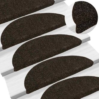 vidaXL Vidaxl - Tappetini Per Scale Autoadesivi 30 Pz 56x17x3 Cm Marrone Scuro Semicircolari