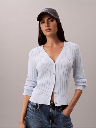 Calvin Klein Jeans Calvin Klein Womens Woven Monologo Cardigan - Blue - XL