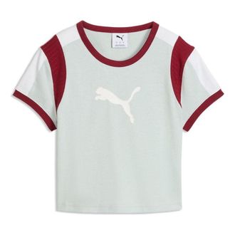 Puma (WMNS) PUMA Graphics Ringer Baby T-Shirt Creme De Mint Garnet Glow 636621-29