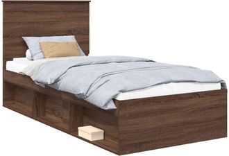 vidaXL Estructura De Cama Con Cabecera Roble Marr&oacute;n 90 X 190 Cm Vidaxl