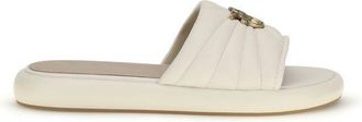 Pinko Beige Calf Leather Bos Taurus Plat Sandalen
