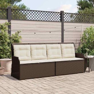 vidaXL Garden Bench with Cushion Brown Poly rattan vidaXL