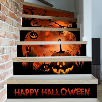 OEM Adhesivo Decorativo Removible De Pvc Para Escaleras - Calabaza De Halloween Restaurada - Removible - Adhesivo Decorativo Para Escaleras - 6 Piezas (18