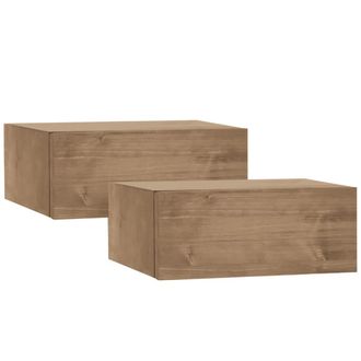 Deco Wood Pack 2 mesitas de noche de madera maciza flotante envejecido 40x15cm