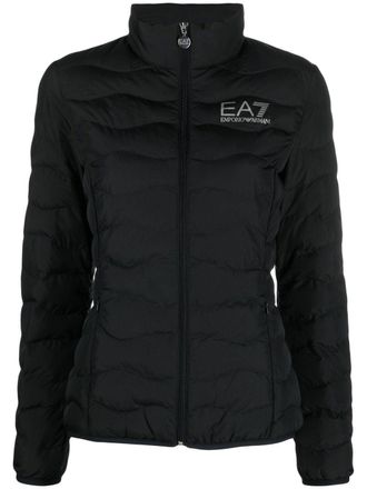 Emporio Armani logo-print puffer jacket - Black