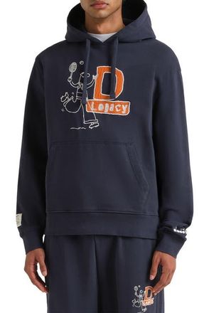 Diadora Legacy Embroidered Fleece Hoodie in Blue Denim at Nordstrom, Size Xx-Large