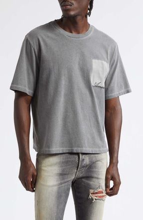 Amiri Faded Pocket Crop T-Shirt in Black at Nordstrom, Size Xxx-Large