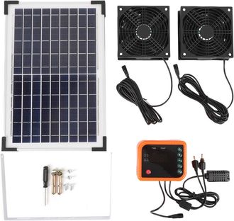 OEM Kit De Ventilador Extractor Solar De 10 W Con Sistema De Ventilaci&oacute;n De Doble Panel, Bater&iacute;a Y Controlador De 4400 Mah Para Invernadero