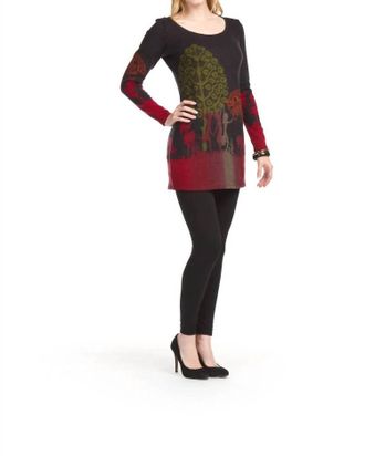 Papillon Long Sleeve Playing In The Garden Sweater Dress In Charcoal
