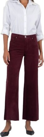 Kut from the Kloth Meg Wide Leg High Rise Raw Hem Jeans In Dark Plum