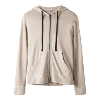 James Perse Zip-throughs, male, Beige, Size: XS Vintage French Terry Zip Hoody