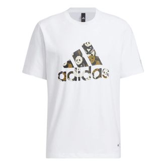 adidas Solid Color Logo Athleisure Casual Sports Short Sleeve Unisex White HS4394
