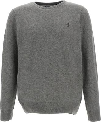 Polo Ralph Lauren Pullover met ronde hals en lange mouwen - Heren - Ronde hals truien - Grijs - M - Wol - Truien & Vesten