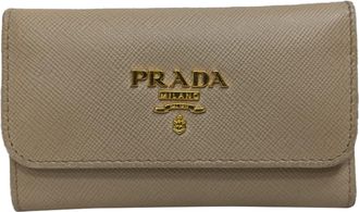 Prada Pre-owned Mens Keyholder in Beige Saffiano Leather Calf Leather - One Size