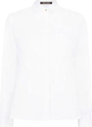 Roberto Cavalli White Cotton Mandarin Collar Shirt, Brand Size 42 ( US Size 8 )