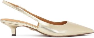 Kazar Gouden open teen pumps met kittenhak - Dames - Sandalen met hakken - Geel - 37 EU - Leer - Schoenen