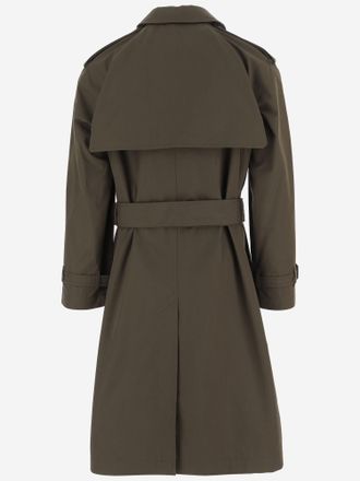 Burberry Mens Double-Breasted Cotton Coat Military Green