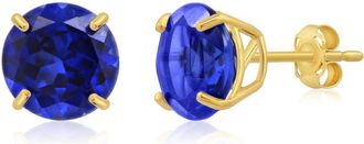 MAX + STONE 14k Yellow Gold 9mm Round Cut Gemstone Stud Earrings