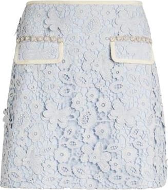 Self Portrait Powder Blue Guipure Lace Mini Skirt Size XXS
