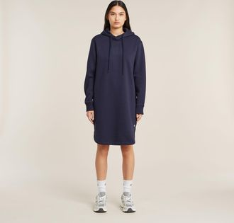 G-Star Womens G-Star RAW Logo Hooded Sweater Dress - Navy Cotton - Size X-Small