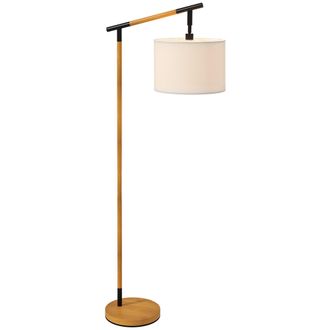 HOMCOM Modern Floor Lamps for Living Room with Rotating Lampshade - Standing Lamp for Bedroom - LED Bulb Included - Brown | TJ Hughes Multi