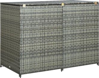 vidaXL Double Wheelie Bin Shed Poly Rattan Anthracite 58.3x30.3x43.7, 46463