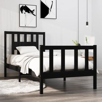 vidaXL Vidaxl - Estructura De Cama Individual Peque&ntilde;a Sin Colch&oacute;n Madera Negro